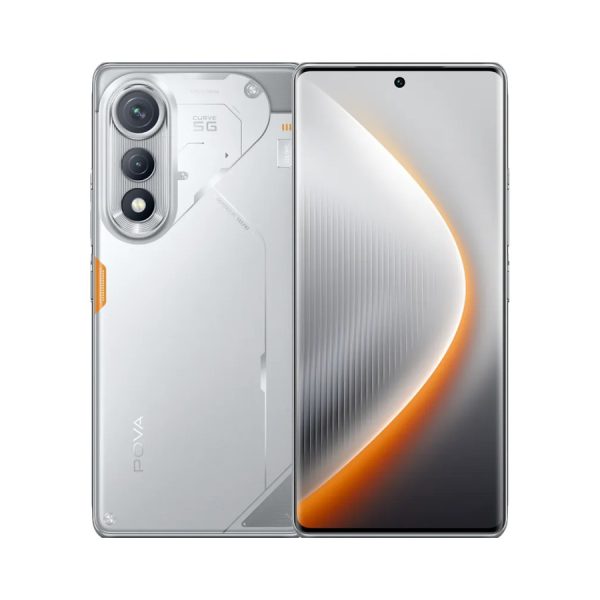 Tecno POVA Curve 5G Smartphone – 6.78" AMOLED 144Hz Display, 256GB Storage, 8GB RAM (Magic Silver)